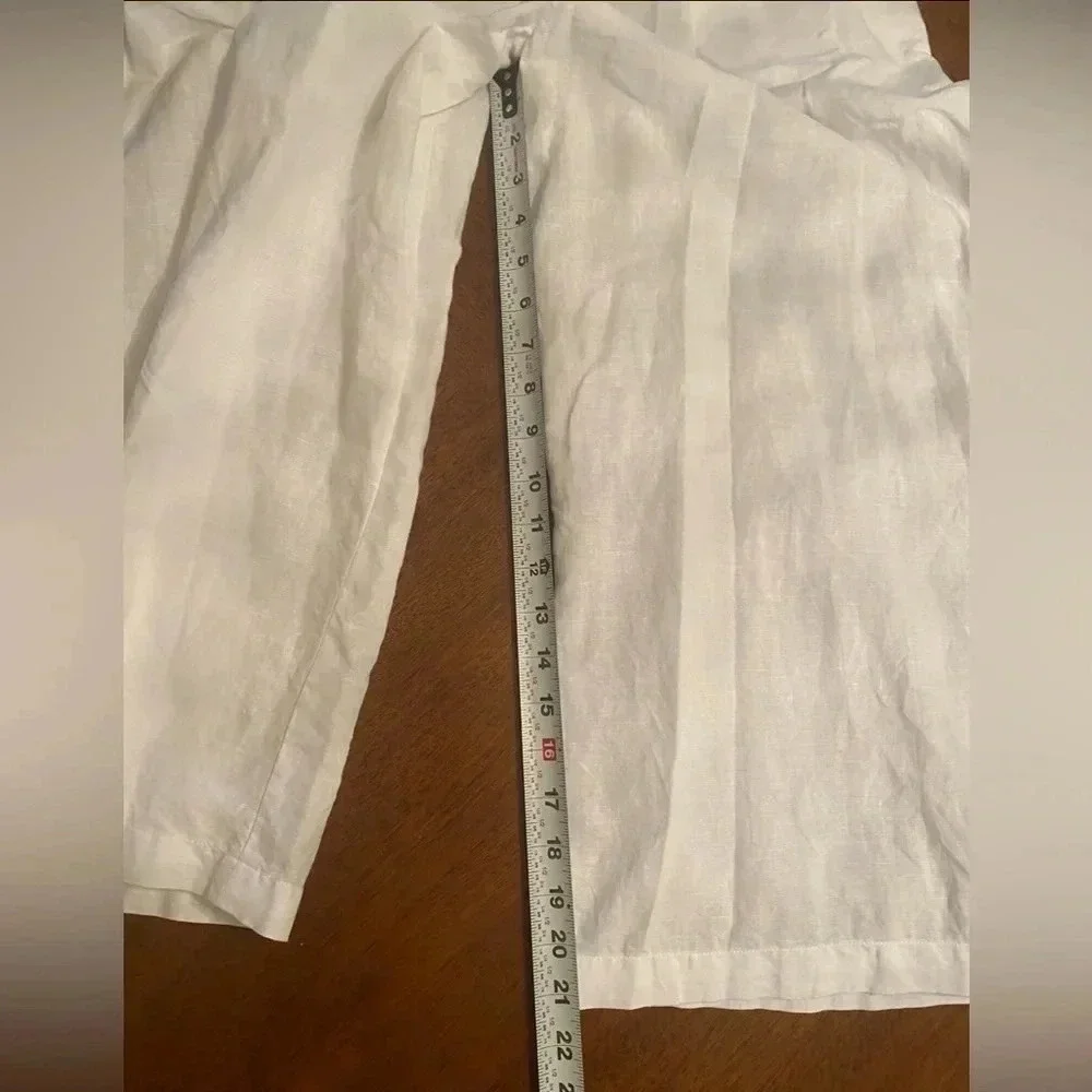 Banana Republic Linen Cotton White Wide Leg Cropped Jumpsuit‎ Pockets WM's 0 EUC